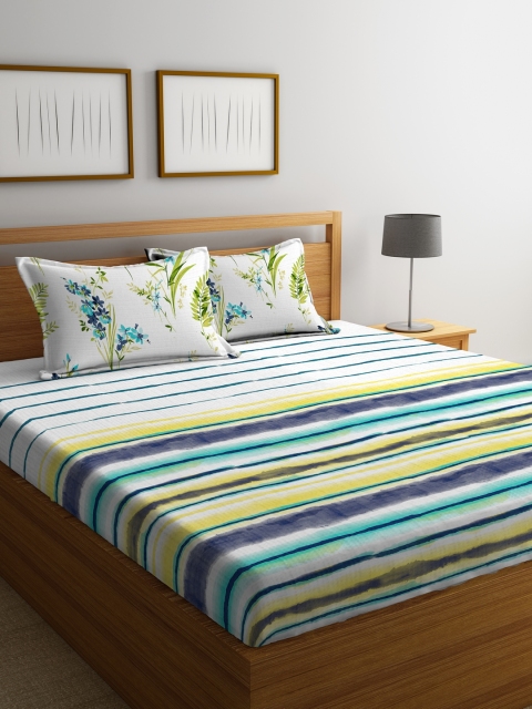 Portico New York White & Blue Striped Flat 144 TC Cotton 1 King Bedsheet with 2 Pillow Covers
Portico New York White & Blue Striped Flat 144 TC Cotton 1 King Bedsheet with 2 Pillow Covers