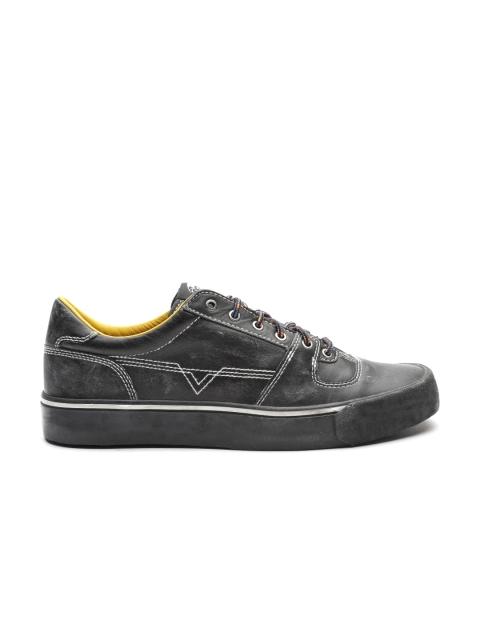 DIESEL Men Black Leather Sneakers