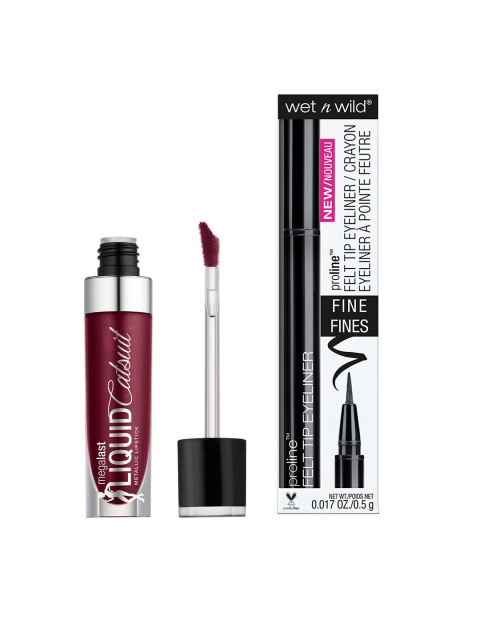 Wet n Wild Sustainable Set Of ProLine Felt Tip Eyeliner & MegaLast Liquid Catsuit Metallic Lipstick, Maroon
Wet n Wild Sustainable Set Of ProLine Felt Tip Eyeliner & MegaLast Liquid Catsuit Metallic Lipstick, Maroon