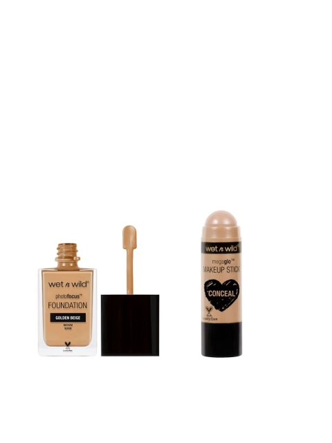 Wet n Wild Sustainable Set of MegaGlo Makeup Stick Concealer & Photo Focus Foundation, Beige