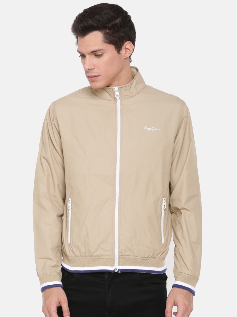 Pepe Jeans Men Beige Solid Bomber