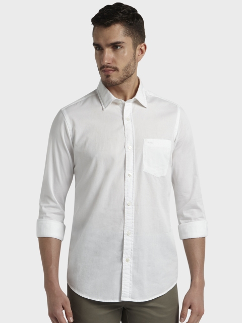 ColorPlus Men White Regular Fit Solid Casual Shirt