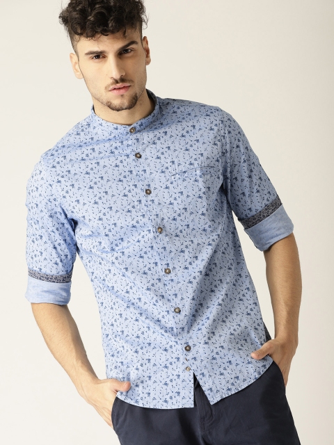 United Colors of Benetton Men Blue Slim Fit Printed Casual Shirt