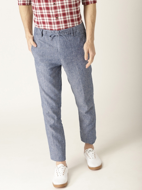 United Colors of Benetton Men Blue Slim Fit Solid Trousers