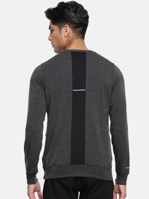 ASICS Men Charcoal Grey Solid Round Neck T-shirt