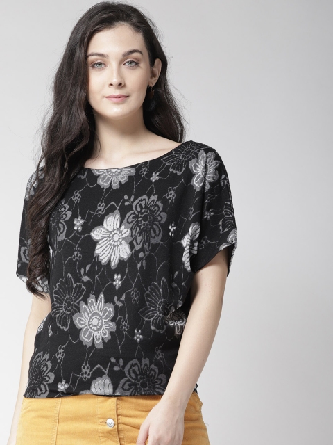 Species Women Black & Grey Floral Print Top