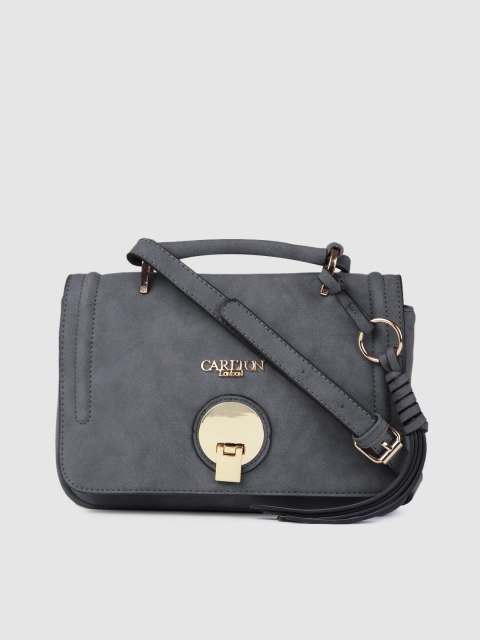 Carlton London Grey Solid Satchel