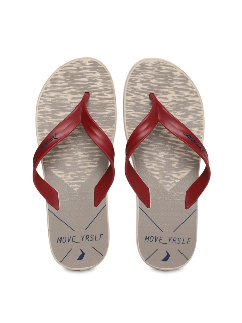 Rider Men Beige & Burgundy Printed Shape III Ad Thong Flip-Flops
