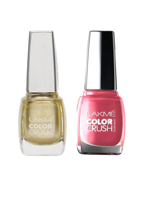 Lakme Set of 2 Truewear Color Crush Nail Polish, Gold