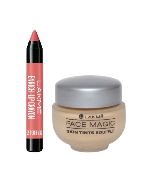 Lakme Magic Skin Tints Marble Souffle Foundation & Peach Magnet Enrich Lip Crayon Lipstick, Pink
Lakme Magic Skin Tints Marble Souffle Foundation & Peach Magnet Enrich Lip Crayon Lipstick, Pink
