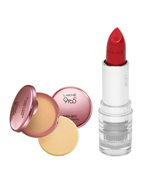 Lakme 9to5 Cream Powder Foundation Compact & Lakme Enrich Satin R359 Lipstick, Beige
Lakme 9to5 Cream Powder Foundation Compact & Lakme Enrich Satin R359 Lipstick, Beige