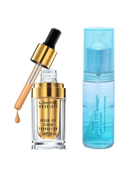 Lakme Cream Argan Oil Serum Foundation with SPF 45 & Lakme Bi-Phased Make-Up Remover, Beige
Lakme Cream Argan Oil Serum Foundation with SPF 45 & Lakme Bi-Phased Make-Up Remover, Beige
