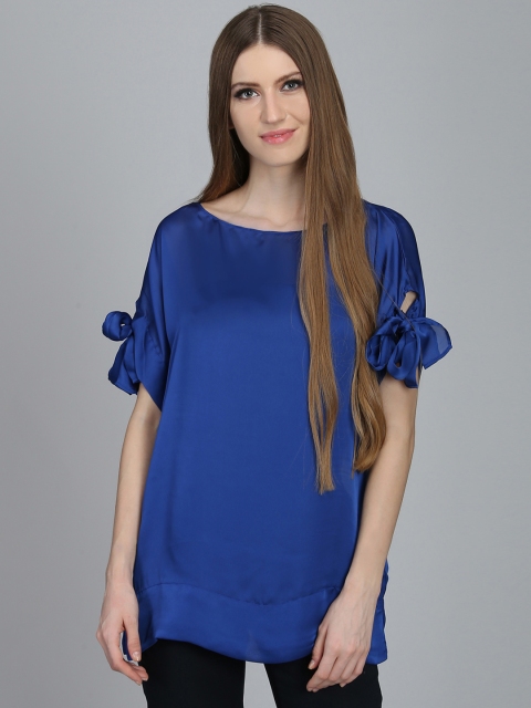 NIZA Women Blue Solid Top