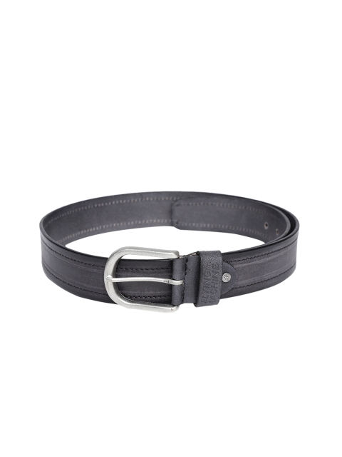 Flying Machine Men Black Solid Leather Belt