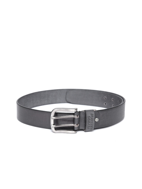 Flying Machine Men Black Solid Belt
