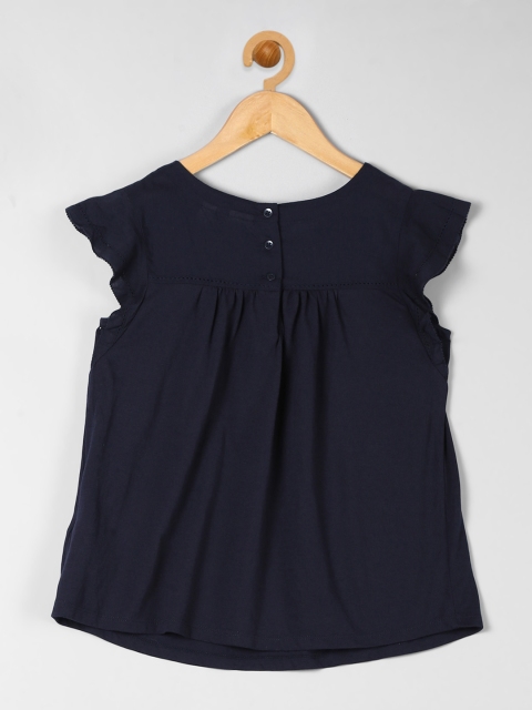 GAP Blue Girls Lace Trim Flutter Top