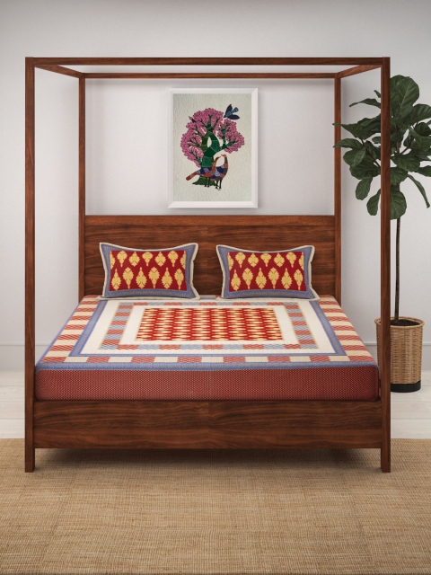 Aura Beige & Red Ethnic Motifs 180 TC Cotton 1 King Bedsheet with 2 Pillow Covers
Aura Beige & Red Ethnic Motifs 180 TC Cotton 1 King Bedsheet with 2 Pillow Covers