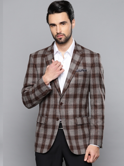 Louis Philippe Men Grey & Brown Checked Tailored Fit Woolen Formal Single-Breasted Blazer
Louis Philippe Men Grey & Brown Checked Tailored Fit Woolen Formal Single-Breasted Blazer