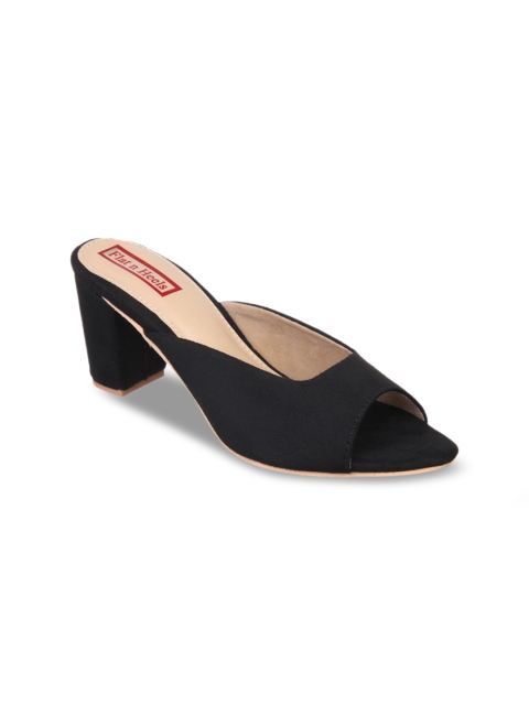 Flat n Heels Women Black Suede Solid Heels