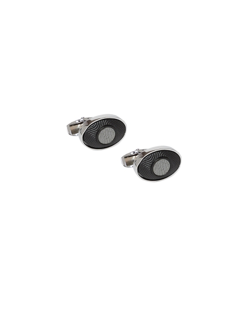 Alvaro Castagnino Grey & Black Oval Textured Cufflinks