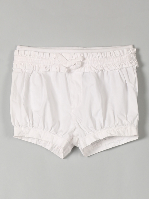 GAP Baby Girls White Ruffle Trim Bubble Shorts