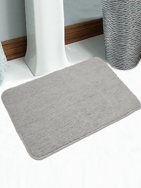 Saral Home Set of 2 Grey Microfibre Anti-Slip Bath Rugs