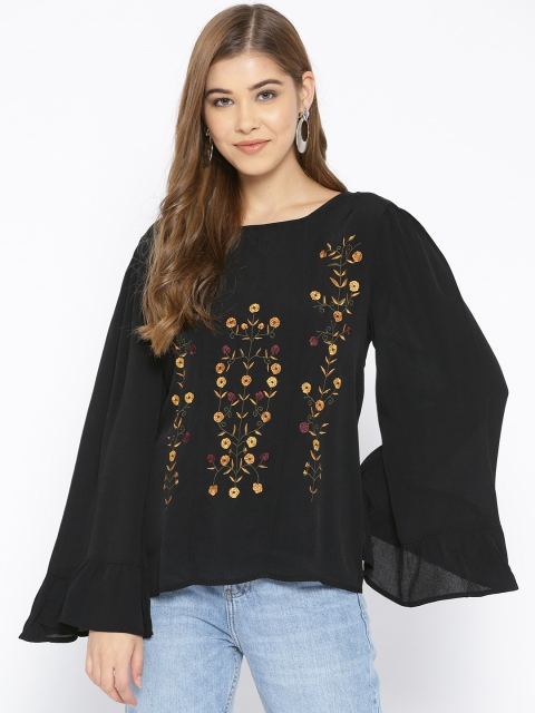 United Colors of Benetton Women Black Printed Top