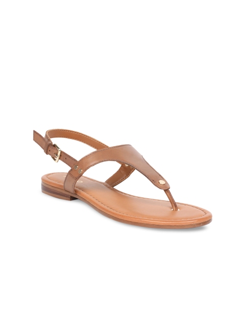 ALDO Women Brown Solid T-Strap Flats