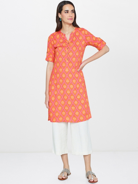 Global Desi Orange Printed Tunic