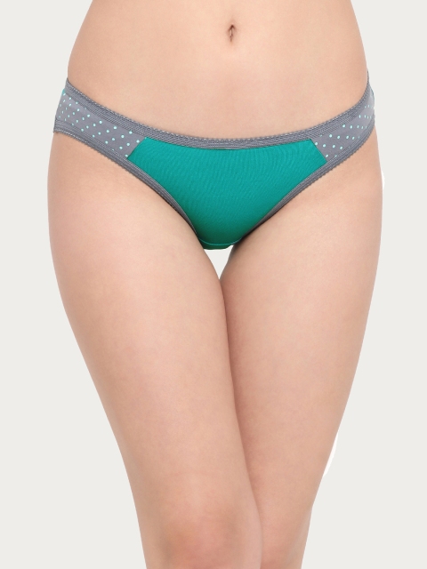 Clovia Women Green & Grey Bikini Briefs PN2728P17XL