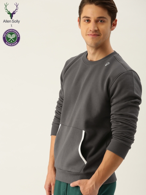 Allen Solly Sport Men Grey Solid Sweatshirt