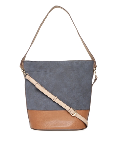 Accessorize Navy Blue & Brown Colourblocked Shoulder Bag