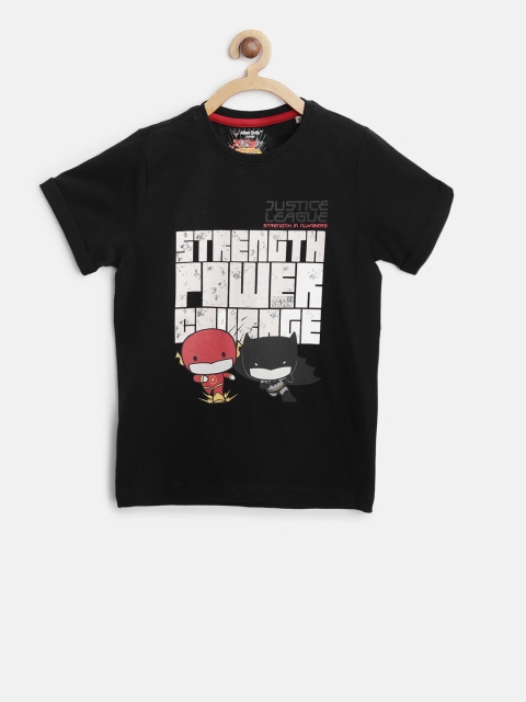 Allen Solly Junior Boys Black Printed Round Neck T-shirt