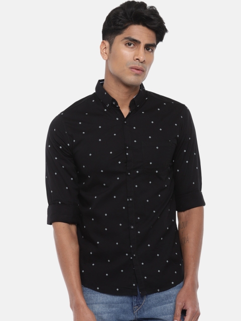 SPYKAR Men Black Regular Fit Printed Casual Shirt