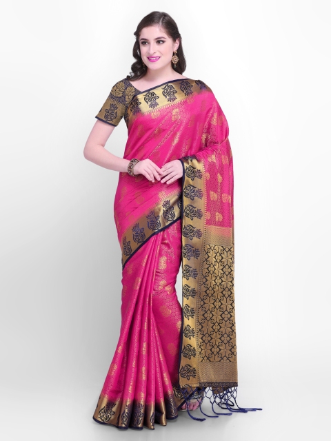 Rajnandini Magenta Silk Blend Woven Design Kanjeevaram Saree