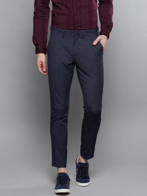 Louis Philippe Ath.Work Men Navy Tapered Fit Striped Smart Casual Trousers, Navy blue
Louis Philippe Ath.Work Men Navy Tapered Fit Striped Smart Casual Trousers, Navy blue