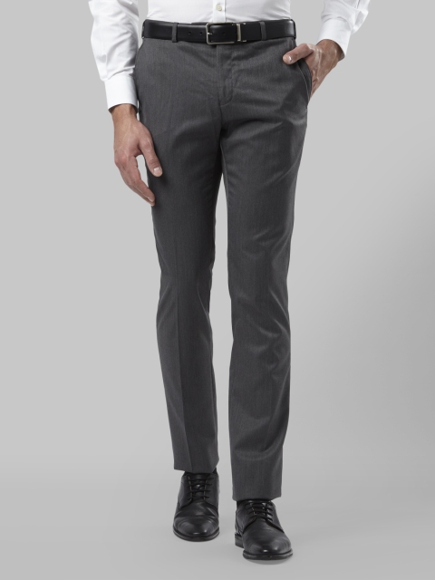 Raymond Men Grey Slim Fit Solid Formal Trousers