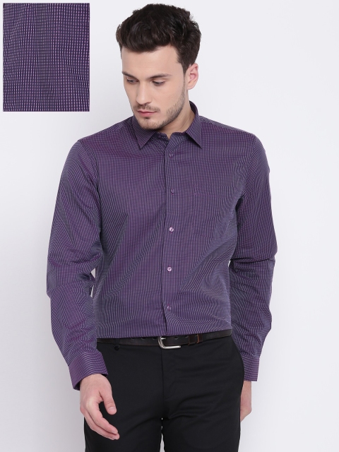 Blackberrys Men Purple Slim Fit Self Design Formal Shirt