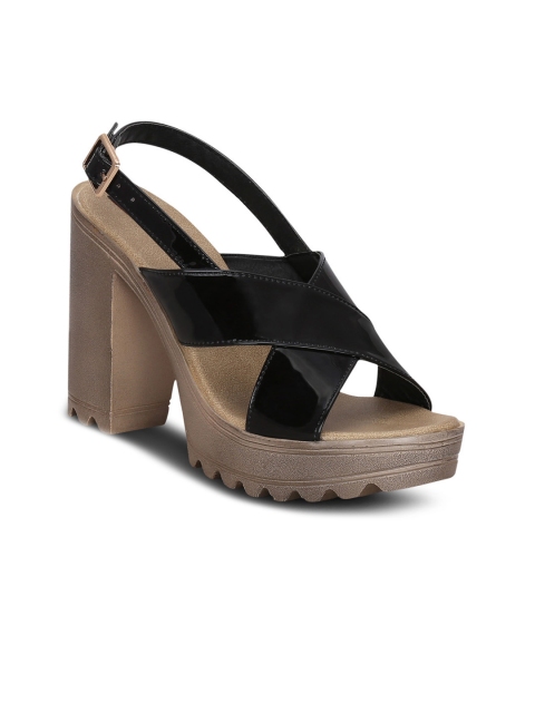 Get Glamr Women Black Solid Sandals