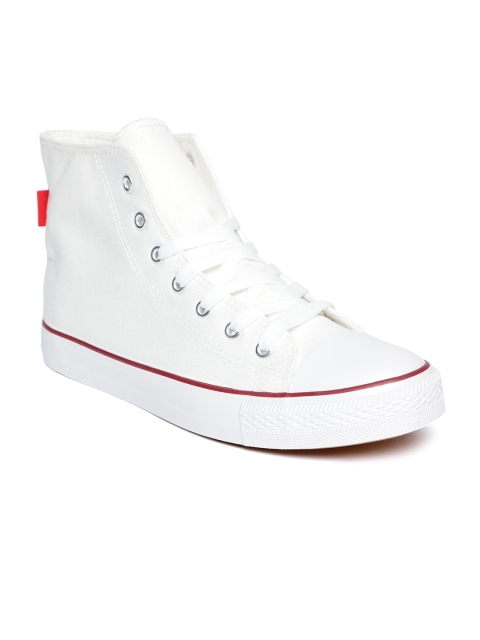 Harvard Men White Solid Mid-Top Sneakers