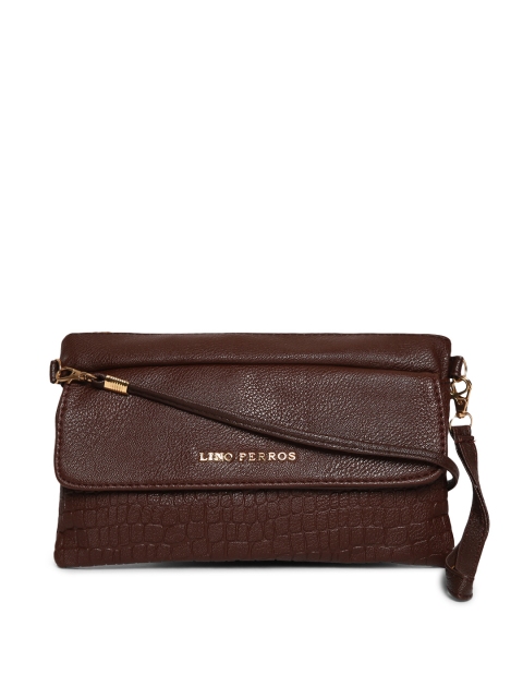 Lino Perros Coffee Brown Croc Textured Purse