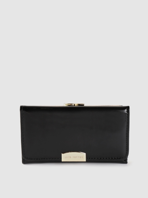 Lino Perros Women Black Solid Three Fold Wallet