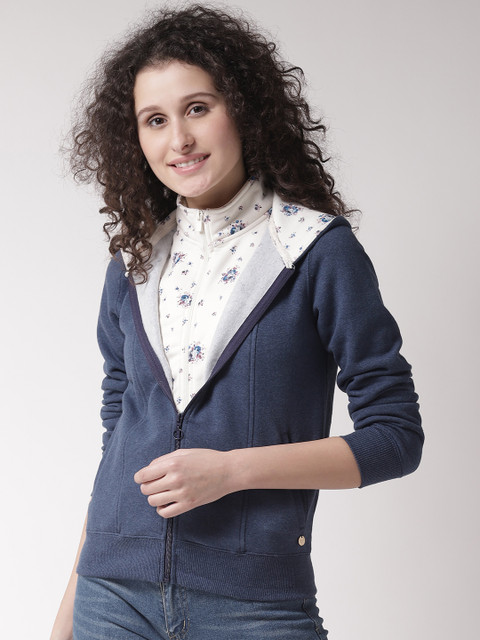 Madame Women Navy Blue Solid Hooded Sweatshirt
Madame Women Navy Blue Solid Hooded Sweatshirt