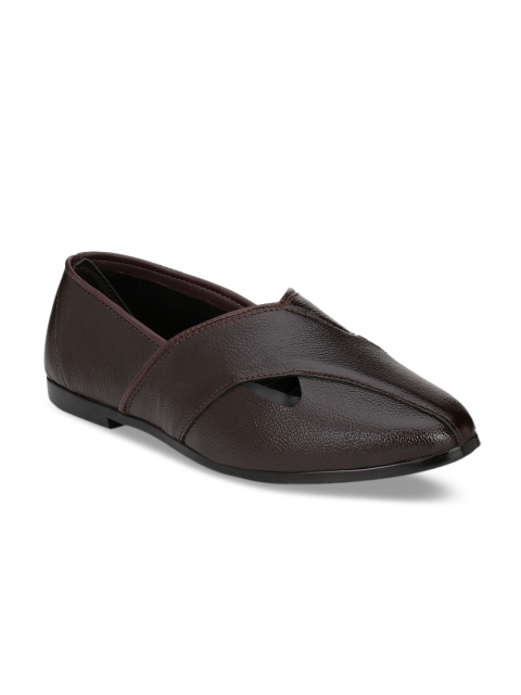 Eego Italy Men Brown Textured Leather Mojaris