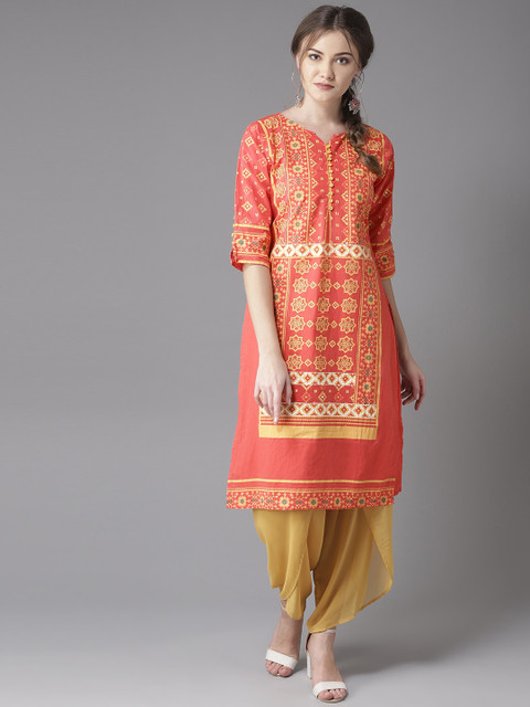 Moda Rapido Women Orange & Yellow Printed Straight Kurta
Moda Rapido Women Orange & Yellow Printed Straight Kurta