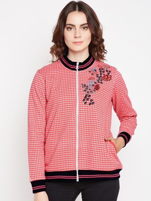 Taanz Women Coral Printed Varsity Jacket