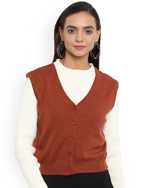 Monte Carlo Women Brown Solid Woollen Cardigan 
Monte Carlo Women Brown Solid Woollen Cardigan