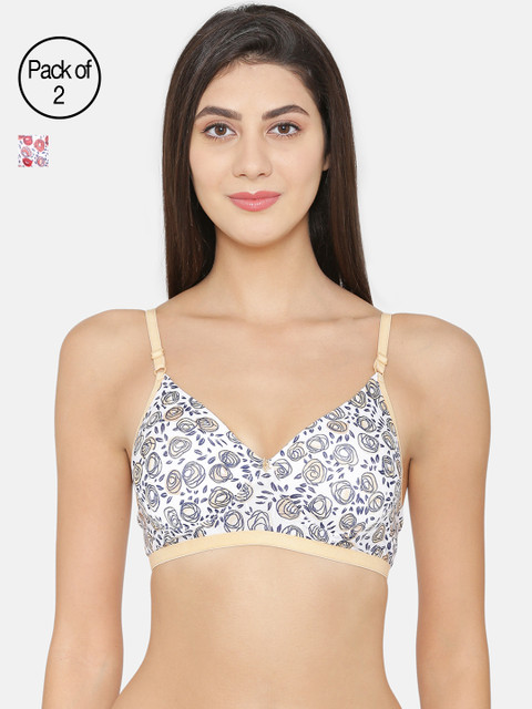 ABELINO Pack of 2 Printed Non-Wired Lightly Padded T-shirt Bras SATPRINTOFFWHITERED, Red 
ABELINO Pack of 2 Printed Non-Wired Lightly Padded T-shirt Bras SATPRINTOFFWHITERED, Red