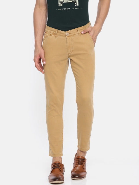 SPYKAR Men Khaki Slim Fit Solid Regular Trousers