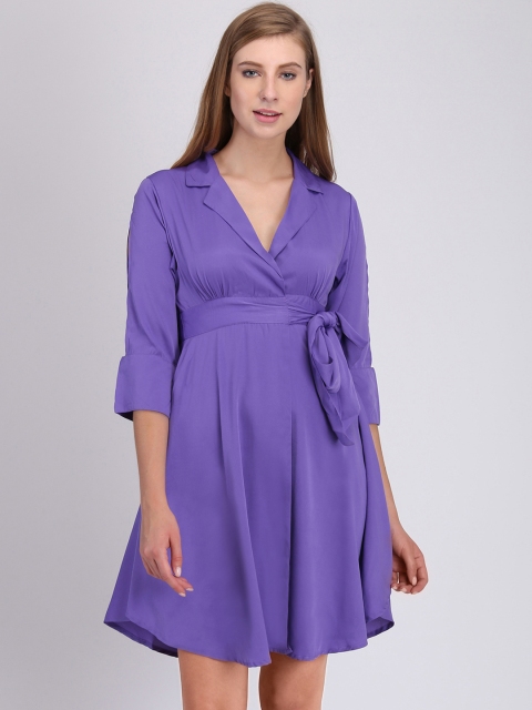 Heather Hues Women Blue Solid Shirt Dress